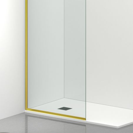 Duschwand Walk-In, 8 mm gehärtetes Glas, Maße 100-120x200 cm, Profil und Griff Matte Gold, Armando