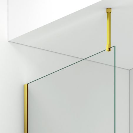 Duschwand Walk-In, 8 mm gehärtetes Glas, Maße 100-120x200 cm, Profil und Griff Matte Gold, Armando