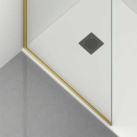 Duschwand Walk-In, 8 mm gehärtetes Glas, Maße 100-120x200 cm, Profil und Griff Matte Gold, Armando