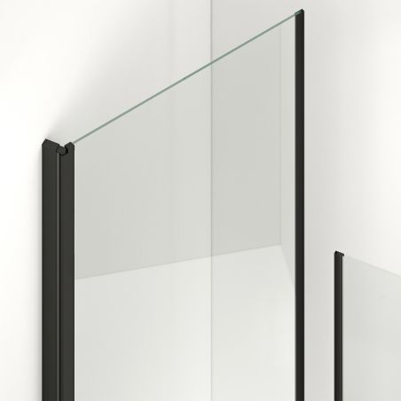 Duschtür, transparent, Schwingtür, Matt Schwarz, 6 mm Sicherheitsglas, Maße: 100, 120, 140 x 195 cm, Napoli