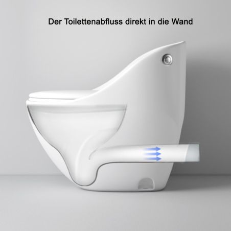 New Santa Randlose Toilettenschüssel, 69 x 46 cm, eingebauter Spülkasten, Mattschwarz, Power Color, Bodenmontage, Softcover-Schl