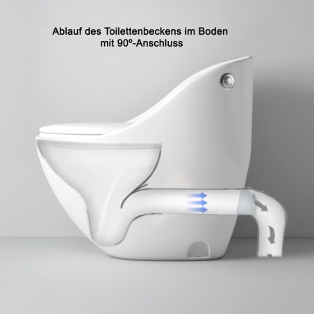 New Santa Randlose Toilettenschüssel, 69 x 46 cm, eingebauter Spülkasten, Mattschwarz, Power Color, Bodenmontage, Softcover-Schl