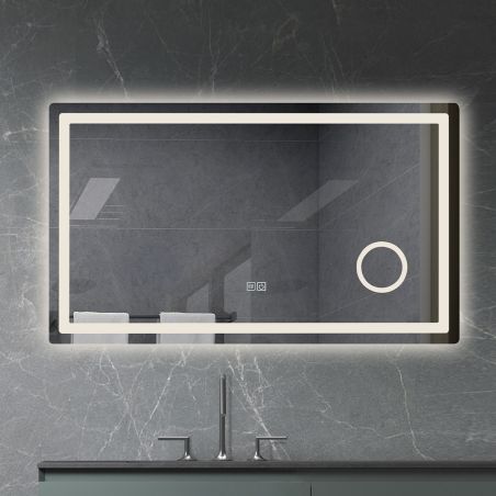 Led-Spiegel, mit kosmetischer Lupe, Entgraten, Touch Button, 5 mm Glas, Größe 70-80 x 60-90-10-120-140 cm, Velora