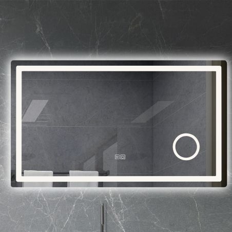 Led-Spiegel, mit kosmetischer Lupe, Entgraten, Touch Button, 5 mm Glas, Größe 70-80 x 60-90-10-120-140 cm, Velora