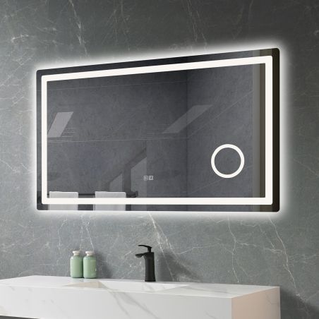 Led-Spiegel, mit kosmetischer Lupe, Entgraten, Touch Button, 5 mm Glas, Größe 70-80 x 60-90-10-120-140 cm, Velora