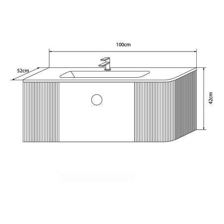 PVC-Badmöbel, mit Corian-Komposit-Waschtisch, Maße: 100 x 52 cm, Soft Close, Nest