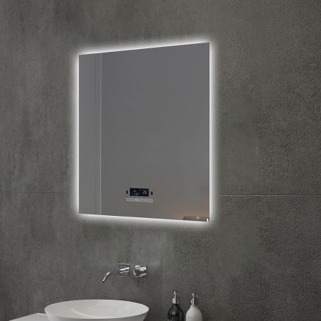 Smart Led-Spiegel, Bluetooth, 5 mm Glas, Bewegungssensor, Zeit, Temperatur, Entfoggen, Touch-Taste, 60-70x80-140 cm, Rubin