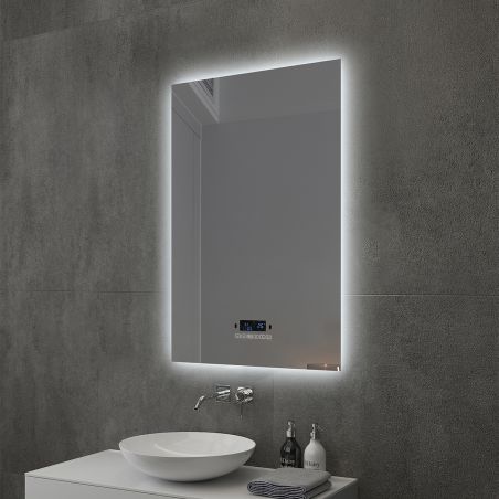 Smart Led-Spiegel, Bluetooth, 5 mm Glas, Bewegungssensor, Zeit, Temperatur, Entfoggen, Touch-Taste, 60-70x80-140 cm, Rubin