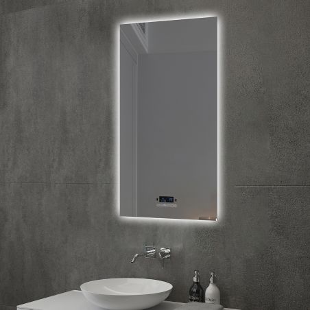 Smart Led-Spiegel, Bluetooth, 5 mm Glas, Bewegungssensor, Zeit, Temperatur, Entfoggen, Touch-Taste, 60-70x80-140 cm, Rubin