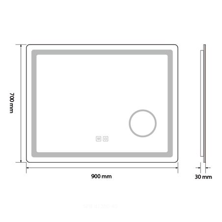 Led-Spiegel, mit kosmetischer Lupe, Entgraten, Touch Button, 5 mm Glas, Größe 70-80 x 60-90-10-120-140 cm, Velora