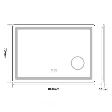 Led-Spiegel, mit kosmetischer Lupe, Entgraten, Touch Button, 5 mm Glas, Größe 70-80 x 60-90-10-120-140 cm, Velora