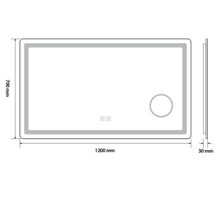 Led-Spiegel, mit kosmetischer Lupe, Entgraten, Touch Button, 5 mm Glas, Größe 70-80 x 60-90-10-120-140 cm, Velora