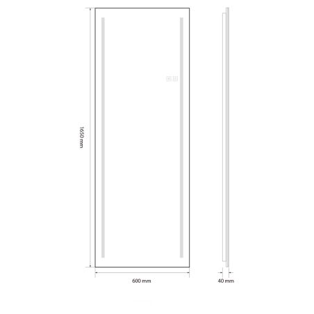 LED-Boden- oder Wandspiegel, schwarzer Aluminiumrahmen, Touch, 3 Farben, Anti-Beschlag, 5 mm, Größe: 60x165 cm, Mirage