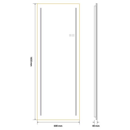 LED-Boden- oder Wandspiegel, goldener Aluminiumrahmen, Touch, 3 Farben, Anti-Beschlag, 5 mm, Größe: 60x165 cm, Mirage