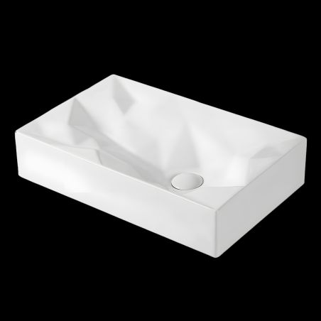 Washbasin Mistic, Glossy White, 56x35.5 cm, countertop mounted, sanitary ceramics