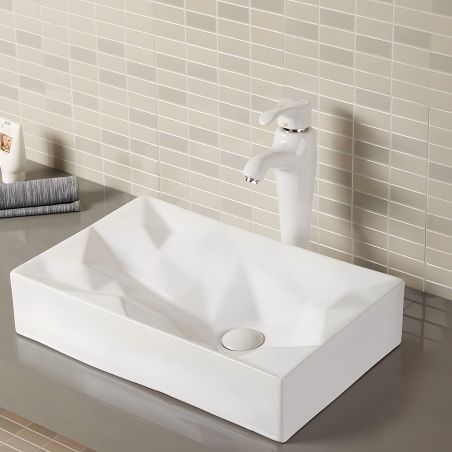 Washbasin Mistic, Glossy White, 56x35.5 cm, countertop mounted, sanitary ceramics