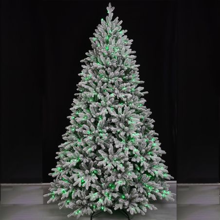 Künstlicher Weihnachtsbaum, beschneit, 3D-Zweige, RGB-LED mit 32 Modi, 300 cm, Fernbedienung, Metallständer, 6212 Zweige, Polar