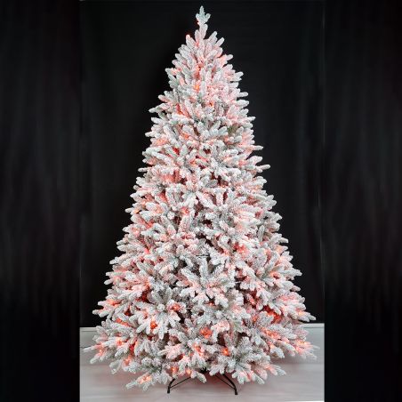 Künstlicher Weihnachtsbaum, beschneit, 3D-Zweige, RGB-LED mit 32 Modi, 300 cm, Fernbedienung, Metallständer, 6212 Zweige, Polar