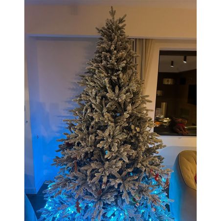 Künstlicher Weihnachtsbaum, beschneit, 3D-Zweige, RGB-LED mit 32 Modi, 300 cm, Fernbedienung, Metallständer, 6212 Zweige, Polar