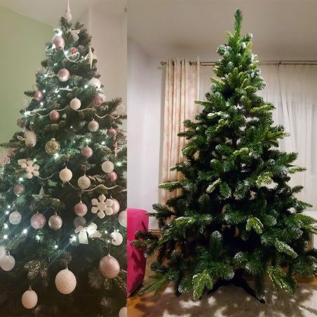 Künstlicher Weihnachtsbaum, 3D-Nadeln, 250 cm, natürliches Aussehen, beschneit, Kunststoffständer inklusive, EGO