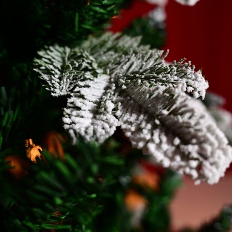 Weihnachtsbaum, 3D-Zweige, 250 cm, mit Zapfen, Lorbeerbeeren und Schnee, Metallständer inklusive