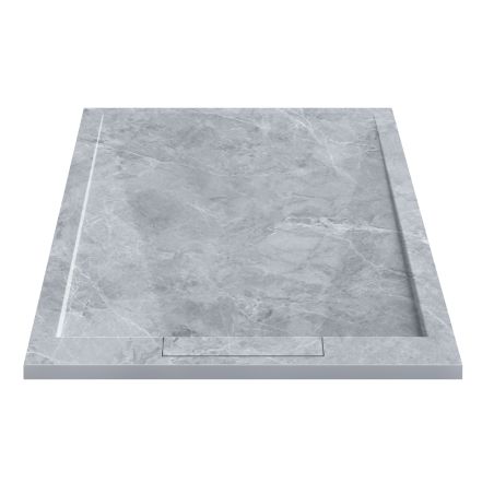 Duschwanne, Grau Pietra, Marble Mat Finish, Mineralverbund, Abmessungen 100-160x80-90 cm, zuschneidbar, Antonio