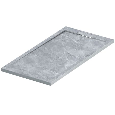 Duschwanne, Grau Pietra, Marble Mat Finish, Mineralverbund, Abmessungen 100-160x80-90 cm, zuschneidbar, Antonio