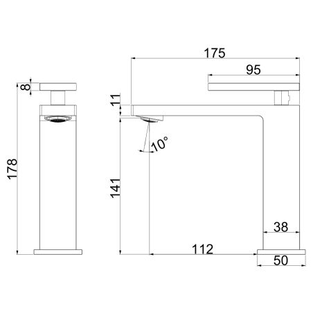 Waschtischarmatur, Mattschwarz, Perlator, Edelstahl, Waschbeckenmontage, Armonia