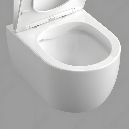 EGO WC-Becken Michael Rimless, 49x37 cm, Weiß glänzend, hängende Montage, Soft-Close-Duroplast-Deckel zum einfachen Abnehmen