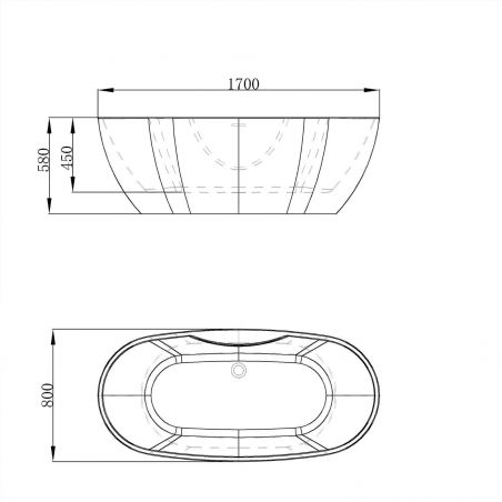 Badewanne EGO 605, freistehend, 170 cm, integrierter Wasserhahn mit Chromoberfläche, thermoaktives Sanitäracryl, weiß